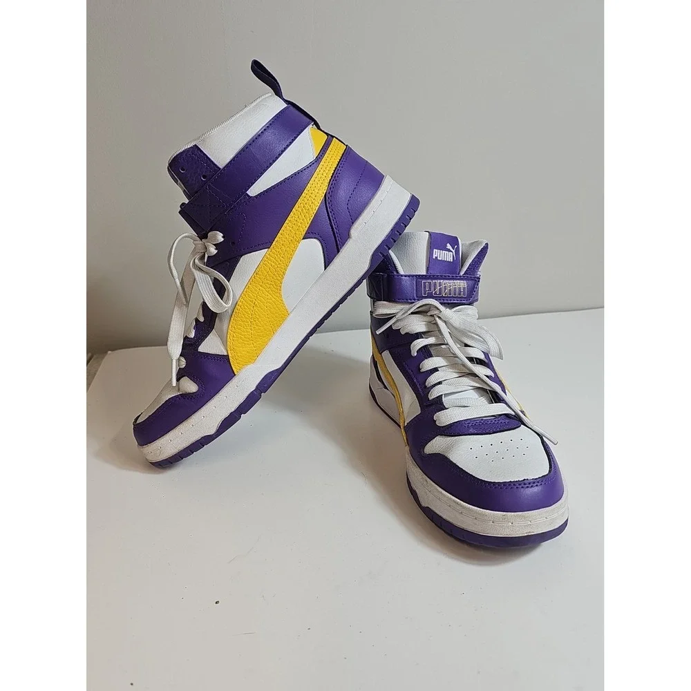 Puma RBD Basketball Shoes Mens Size 10 Hightop Game White Prism Purple 385839-04